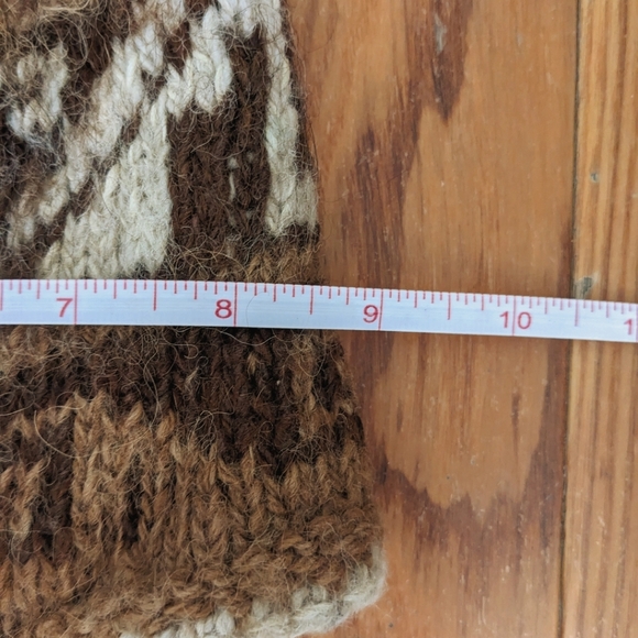 Vintage Patterned Knit Hat Brown White Ear Flaps - Picture 3 of 7